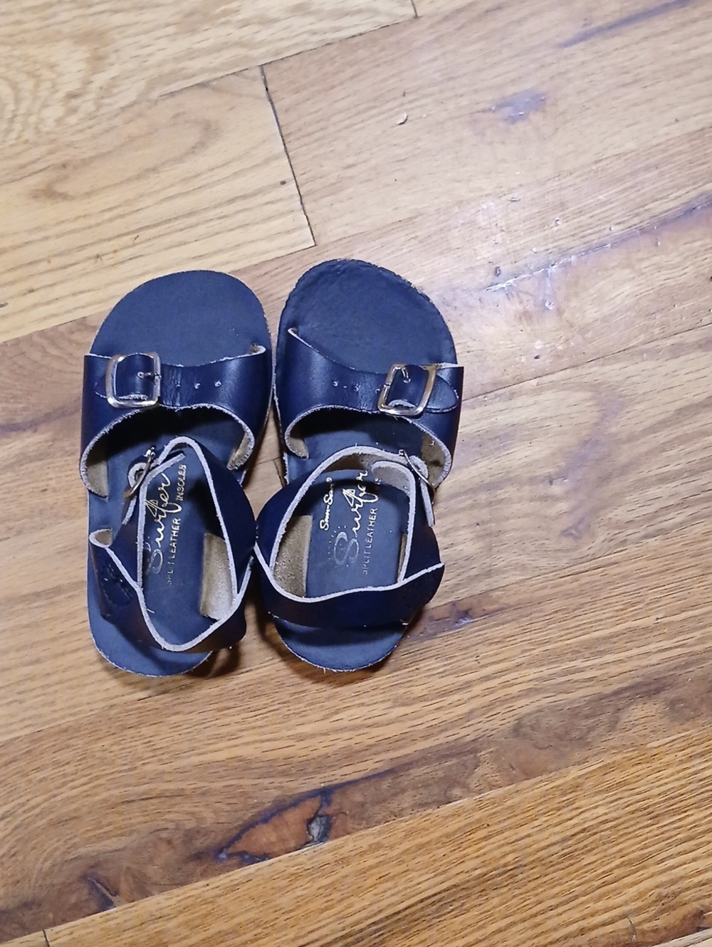 Blue Kids Leather Buckle Sandals